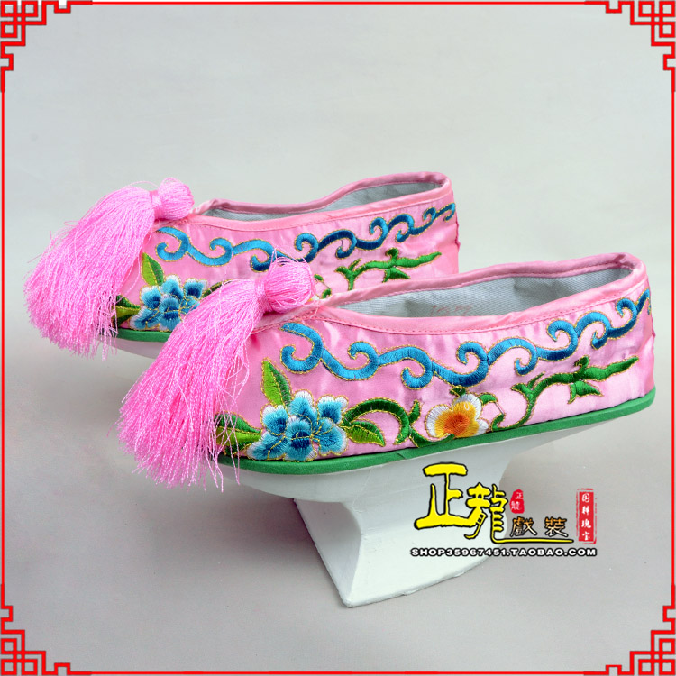 太谷京越剧戏鞋花盆底清朝皇后贵妃宫女花盆底 旗鞋