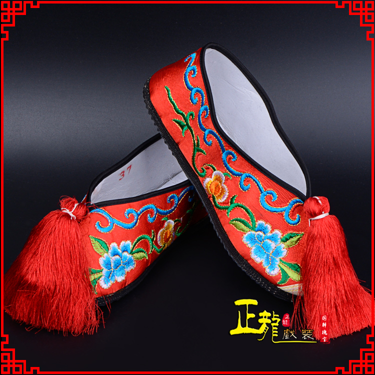 太谷京剧越剧戏曲彩鞋花旦绣花 普平底彩鞋