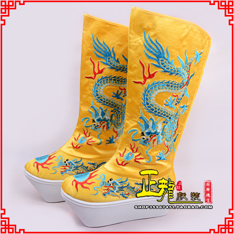 太谷皇帝龙靴变脸靴绣龙靴子厚底官靴 好龙高靴